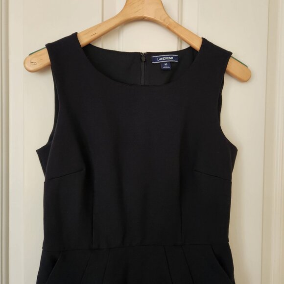 Lands End Black Ponte Sleeveless Sheath Dress Office Work Party Classic Elegant - Picture 3 of 13